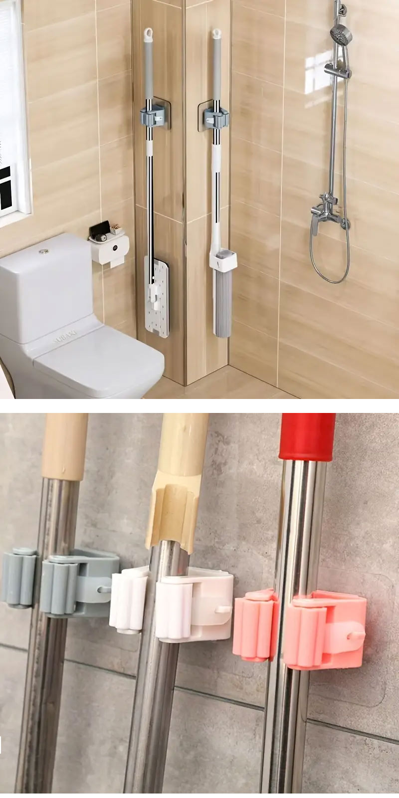 モップホルダー ほうきホルダー 傘掛け 傘立て 掃除用具 取付簡単