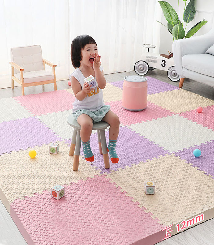 くつろぎカフェタイム ジョイントマット おしゃれ 30cm ベビー マット 12枚 防音 騒音 吸収 厚さ1.2cm 赤ちゃん クッションマット 防水  滑り止め ジョイントマット