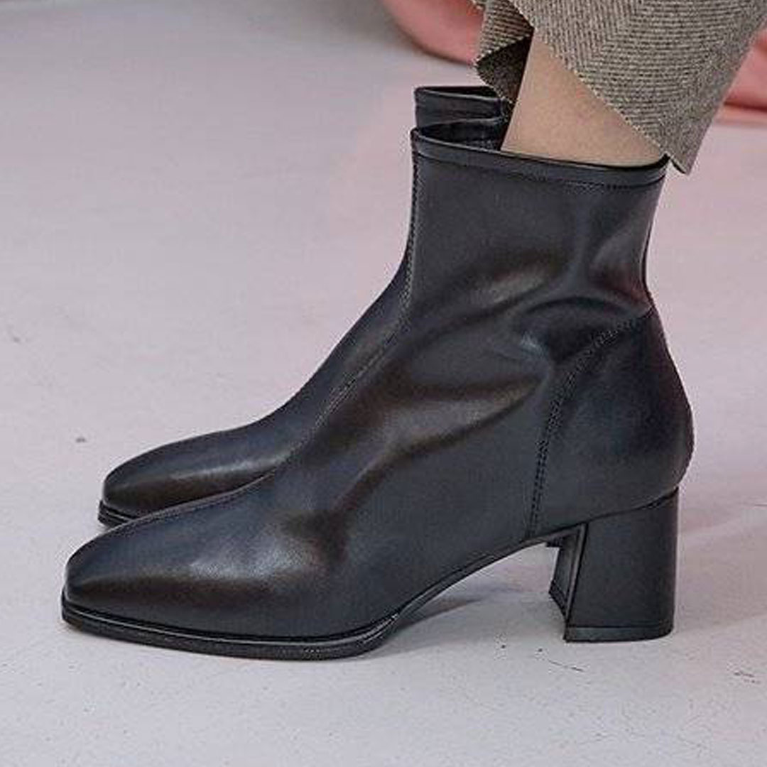 ブーツ レディース ショートブーツ 本革 黒ブーツ サイドジップ 軽量