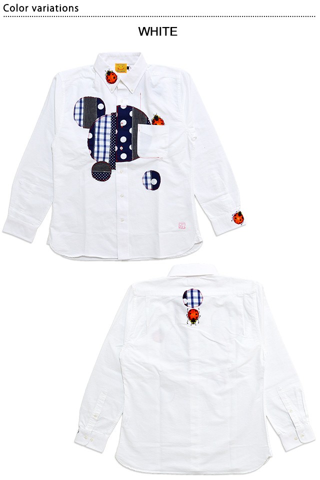 丸○円リメイク長袖シャツ 碧 あお 和柄 和風 メンズ 京都 てんとう虫