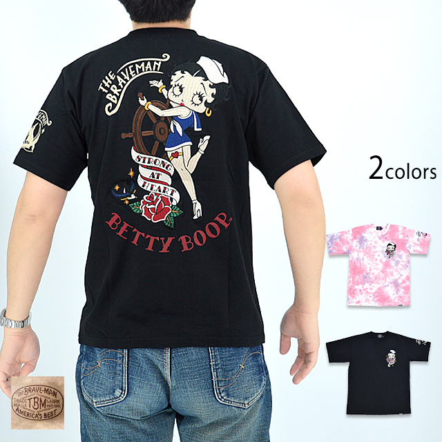 BR×BETTYコラボ ベア天竺半袖Tシャツ The BRAVE-MAN BBB-2313 ブレイブマン ベティーちゃん 刺繍 BR×BETTYコラボ ベア天竺半袖Tシャツ The BRAVE-MAN BBB-2313 ブレイブ