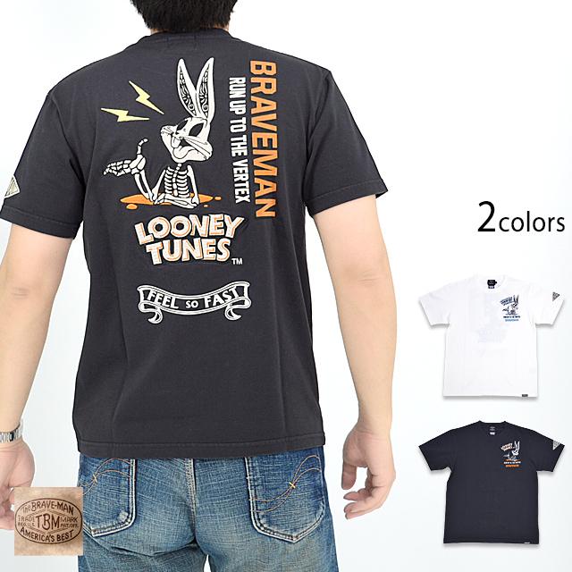 BR×LOONEYコラボ 天竺半袖Tシャツ The BRAVE-MAN LTB-2307 ブレイブマン バッグスバニー 刺繍 バイカー BR×LOONEYコラボ 天竺半袖Tシャツ The BRAVE-MAN LTB-2307 ブレイブ