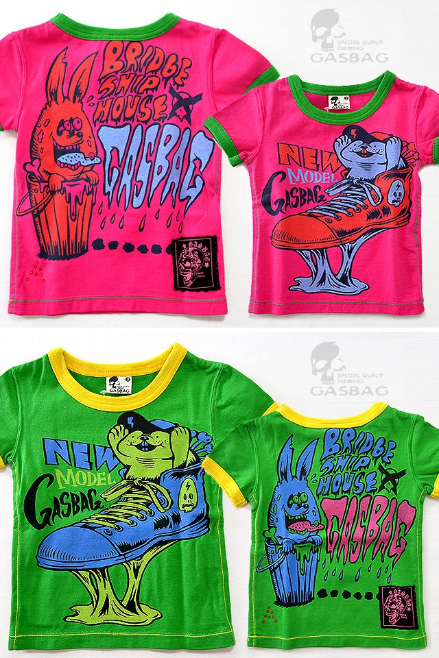 子供のTーシャツ2種　と　市着バッグ 90〜130】スニーカービーバーTシャツ GAS BAG キッズ ガスバッグ