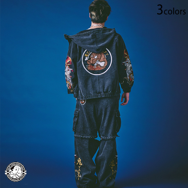 鬼YABAIデニムフーディパーカー GALFY 161033 ガルフィー オーバー