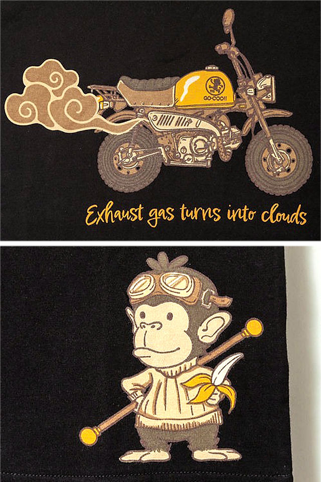 猿がバナナを踏んで滑る半袖Tシャツ 悟空本舗 LG-59902 ゴクー 和柄