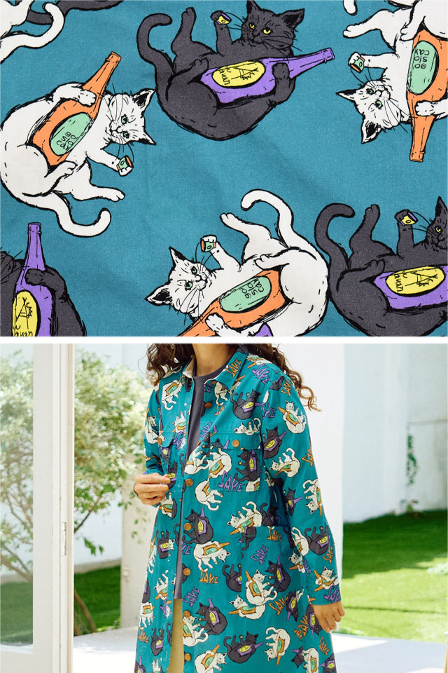 猫と晩酌 シャツワンピース go slow caravan レディース 350201 ゴー