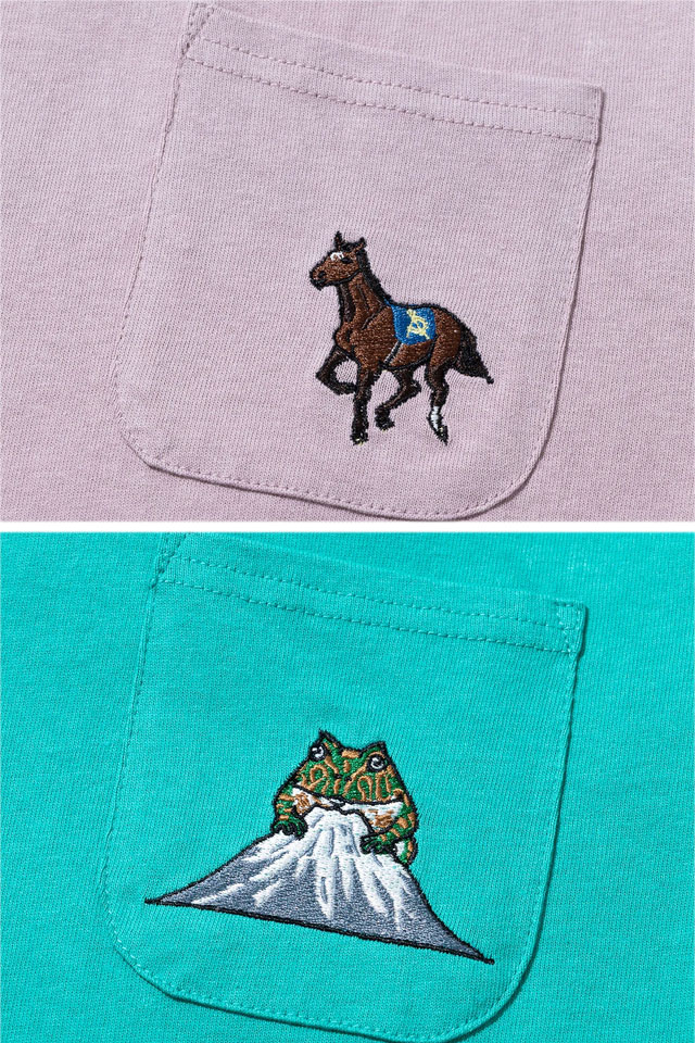 USA/C 色々刺繍ポケット半袖Tシャツ go slow caravan 341912 ゴー