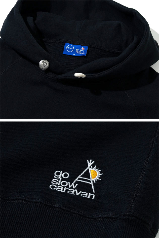 NISSAN×go slow caravan】空紡糸裏毛X-TRAILコンチョプルパーカー go