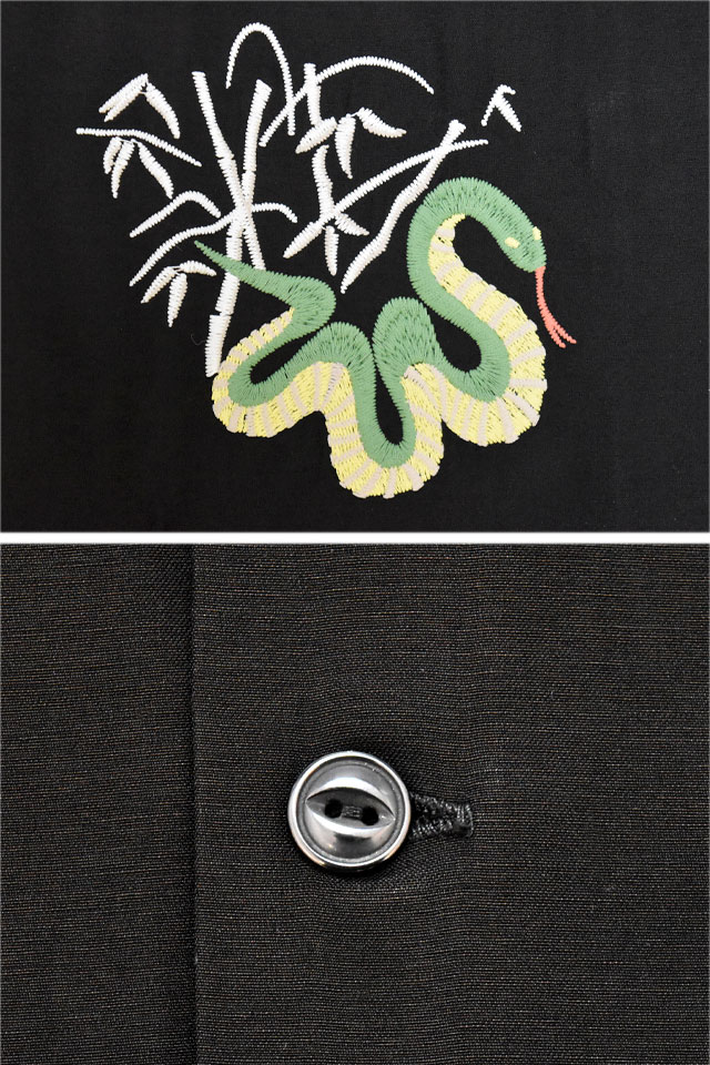 半袖スカシャツ「SKULL＆SNAKE」 HOUSTON 41279 ヒューストン 刺繍
