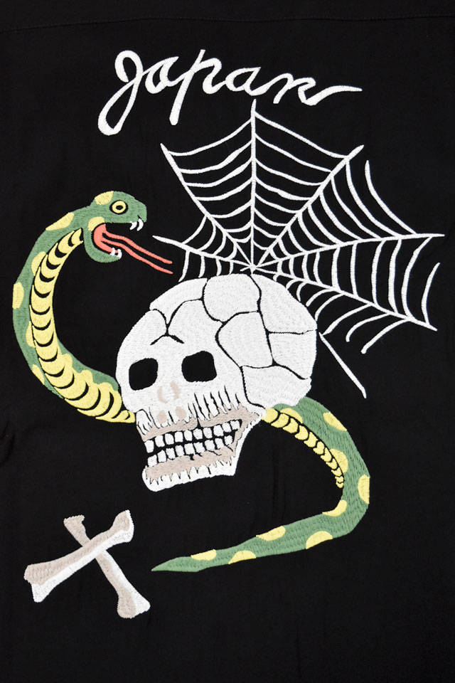 半袖スカシャツ「SKULL＆SNAKE」 HOUSTON 41279 ヒューストン 刺繍