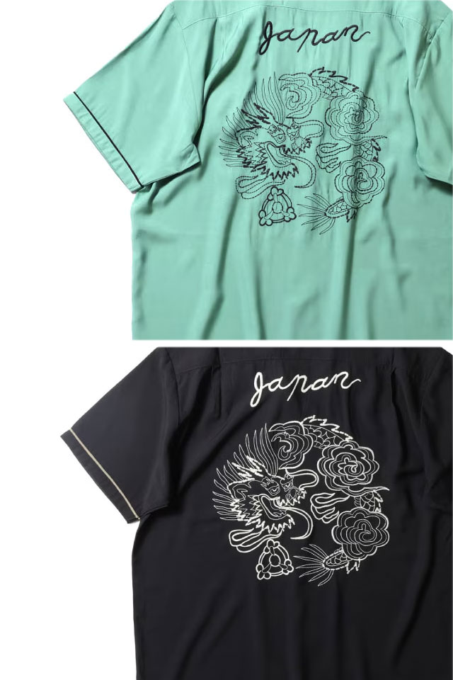 スーベニア刺繍シャツ「DRAGON」 HOUSTON 41309 ヒューストン 龍 竜