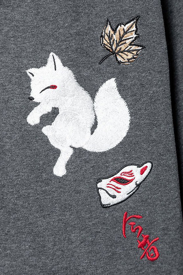 主役はもらった！総刺繍ジップパーカー 今昔 KJ-29235 和柄 和風 狐