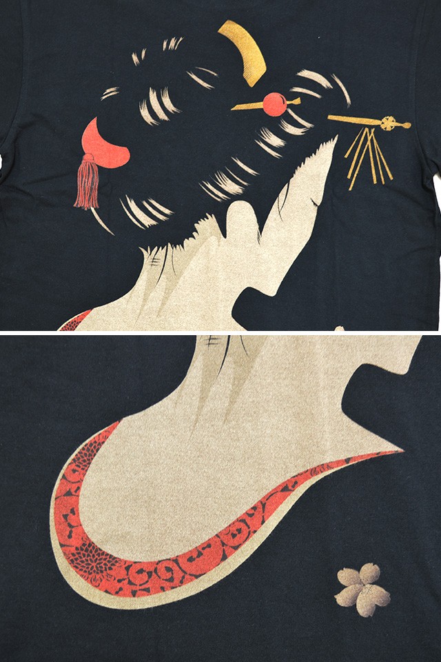 うなじ半袖Tシャツ 喜人 KJ-02008 和柄 和風 芸者 舞妓 きじん