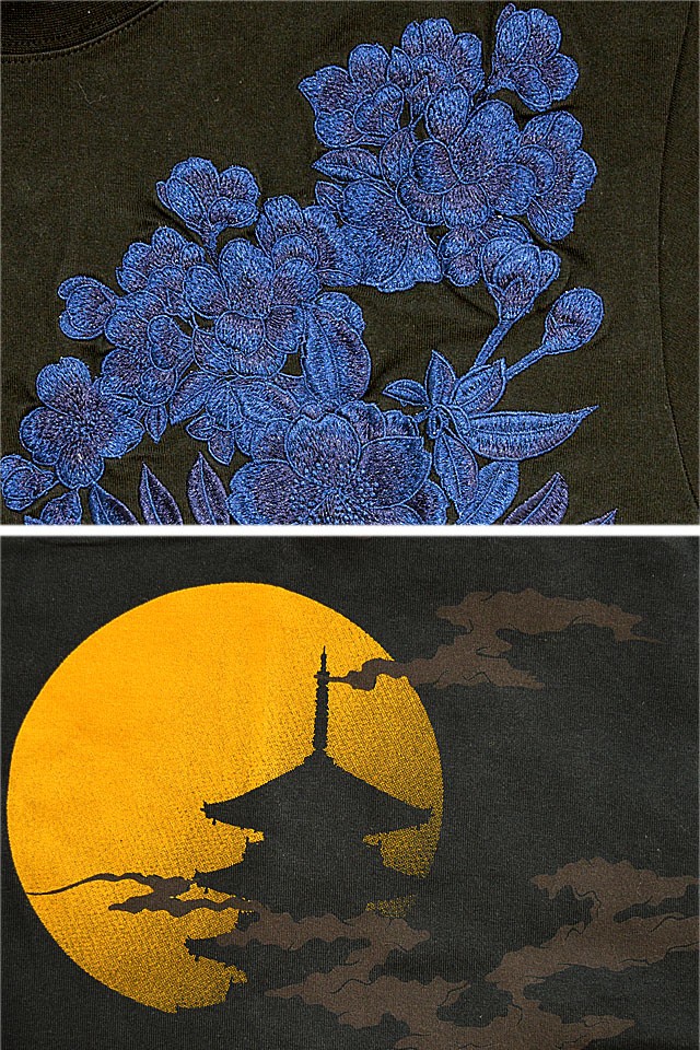 狼の遠吠え半袖Tシャツ 絡繰魂 202081 和柄 和風 刺繍 オオカミ 粋 藤