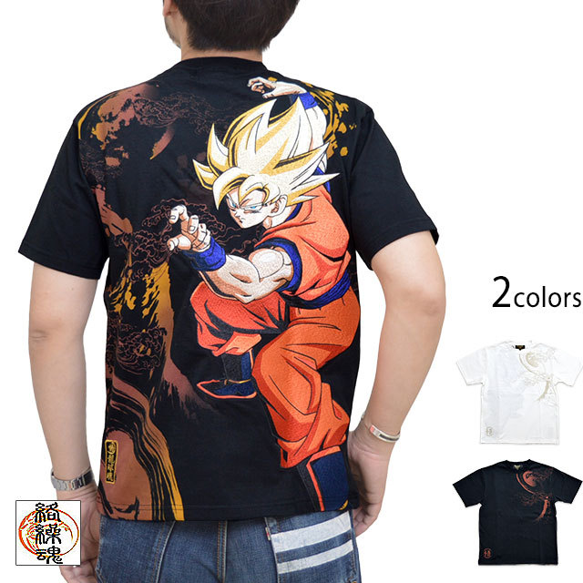 ドラゴンボールコラボ 戦闘開始半袖Tシャツ「孫悟空」 絡繰魂 212080 和柄 和風 刺繍 少年ジャンプ 集英社