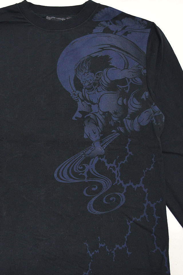 太古ノ風神雷神ロングTシャツ 絡繰魂 214042 和柄 和風 刺繍 長袖T