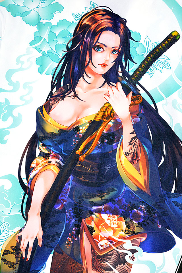 抜刀娘 美麗 娘の長袖シャツ 241869 和柄 和風 着物 花魁 総柄