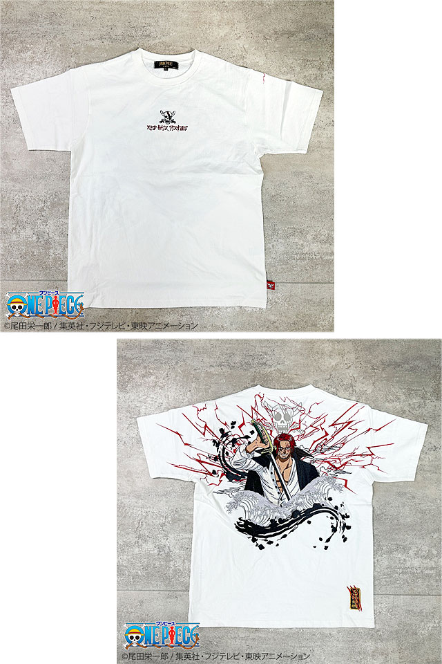 ワンピース　シャンクス　暖簾 絡繰魂×ONE PIECE 赤髪のシャンクス 刺繍半袖Tシャツ 絡繰魂
