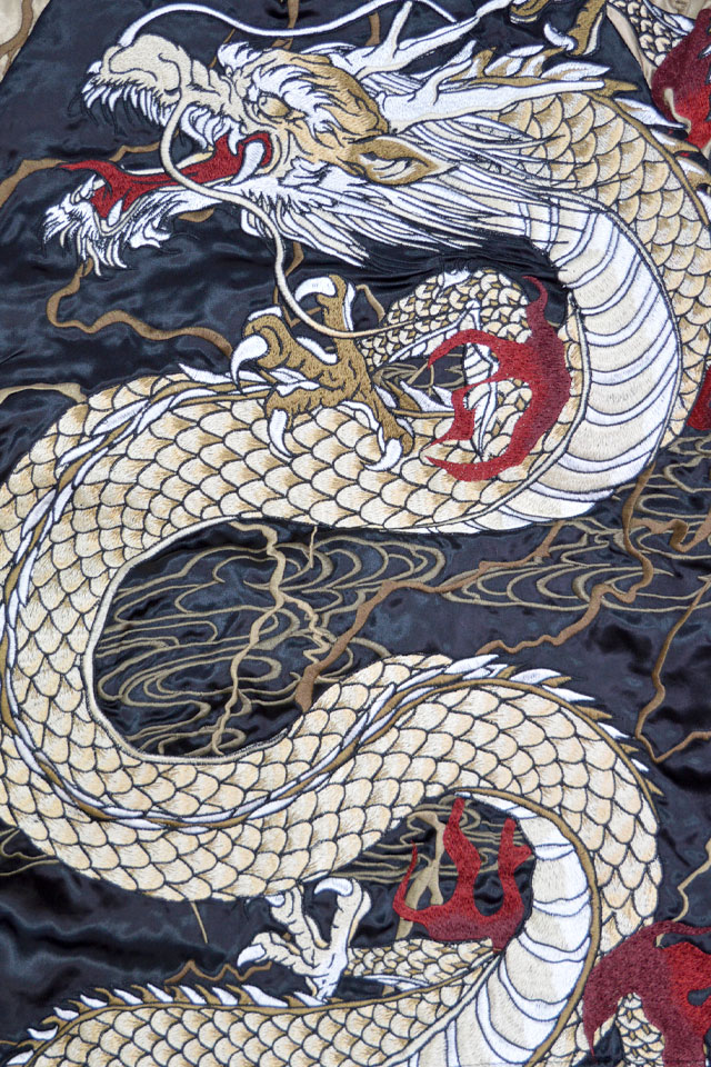 頂 龍神乱舞リバーシブルスカジャン 絡繰魂 251007 和柄 和風 刺繍 竜