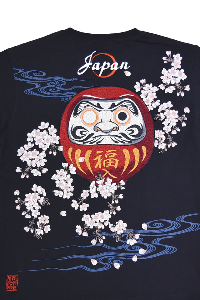 達磨JAPAN半袖Tシャツ 絡繰魂 252018 和柄 和風 だるま ダルマ 刺繍