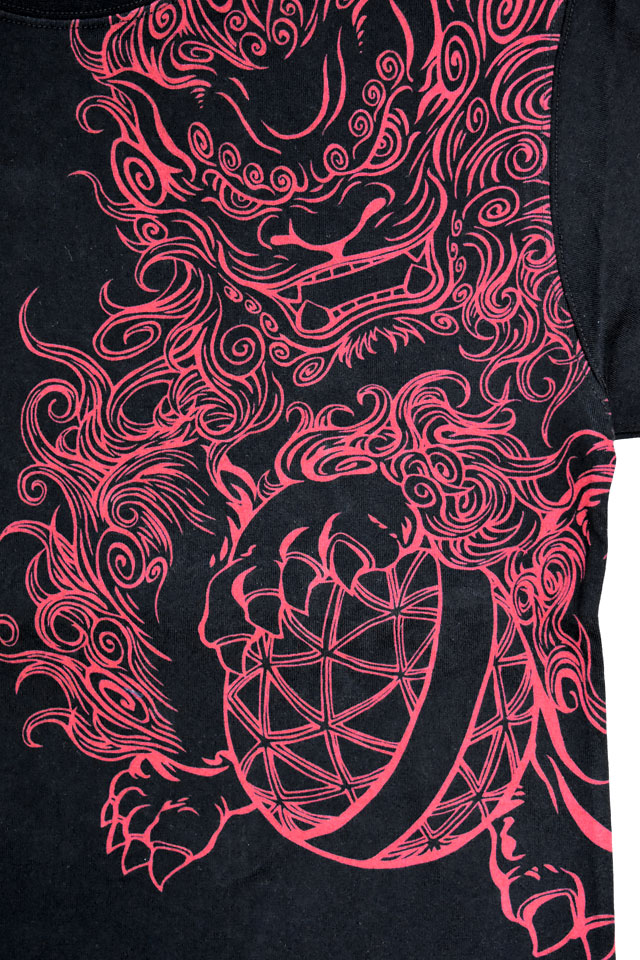 粋 唐獅子牡丹半袖Tシャツ 絡繰魂 252069 和柄 和風 刺繍 からくり