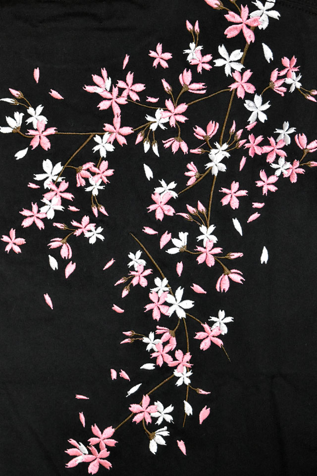 桜吹雪刺繍ロングTシャツ 絡繰魂 261041 和柄 和風 さくら サクラ 長袖