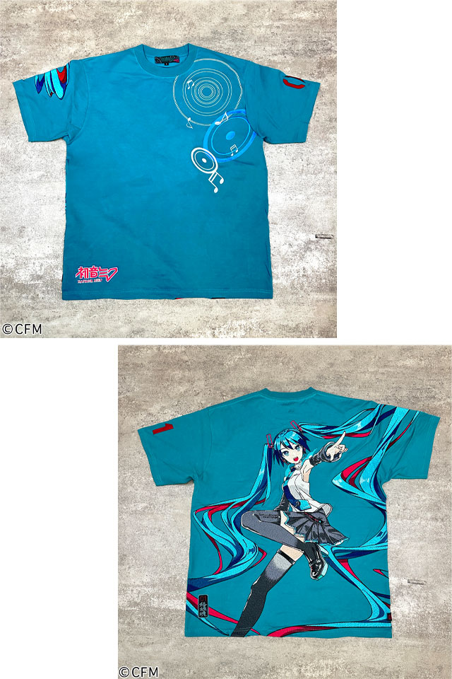 楽様 絡繰魂×初音ミク 爆音半袖Tシャツ 絡繰魂 262005 和柄 和風 刺繍