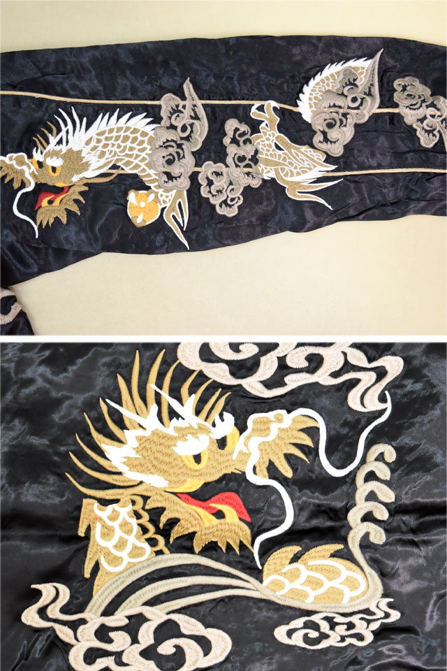 ZIPANG LUXE】ALL振り刺繍オーバーダイ加工リバーシブルスカジャン「龍