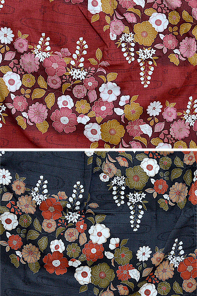 衣櫻 大和つむぎ長袖レギュラーシャツ「流水植物」 SA-1365 和柄 和風