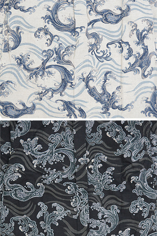 レギュラー長袖シャツ 墨波 衣櫻 SA-1537 和柄 和風 日本製 国産 総柄 衣櫻 レギュラー長袖シャツ 墨波 SA-1537 和柄 和風 日本製 国産 総柄