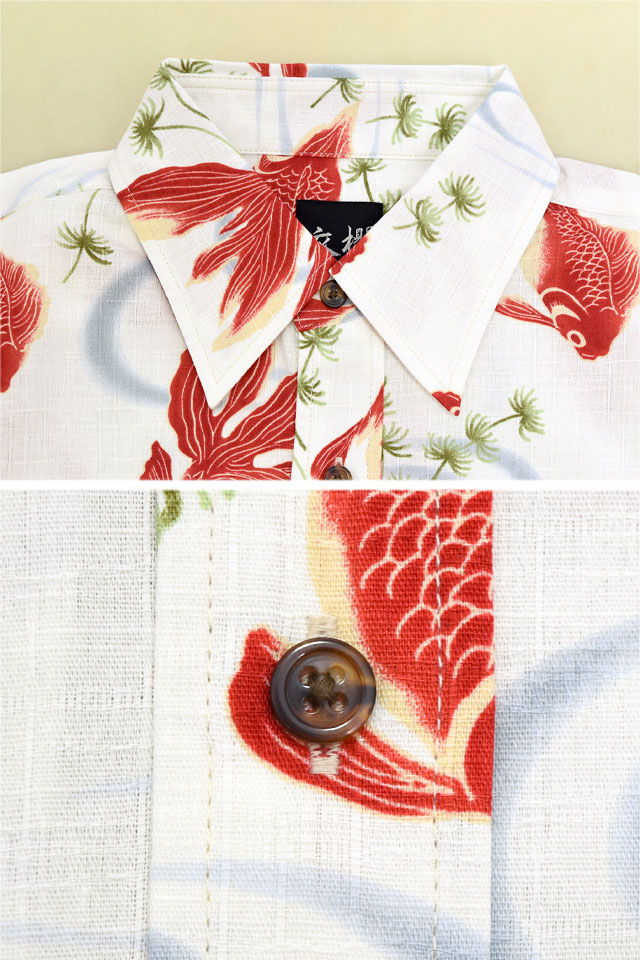 半袖レギュラーカラーシャツ「金魚」 衣櫻 SA-1695 和柄 和風 きんとと 日本製 国産 衣櫻 半袖レギュラーカラーシャツ「金魚」 SA-1695 和柄 和風 きんとと