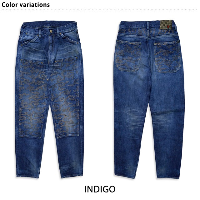 和柄ダブルニー5ポケットパンツ(ユーズド) 38/40inch 備中倉敷工房 倉