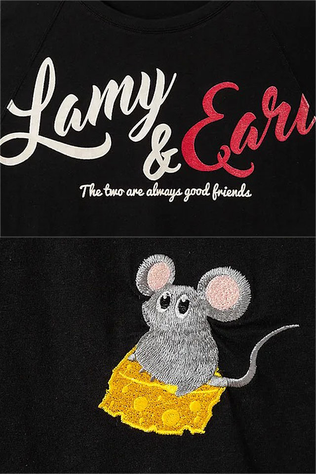 ラミ＆アール 何かが気になるTシャツ LIN AL-75064 黒猫 ねこ ネコ