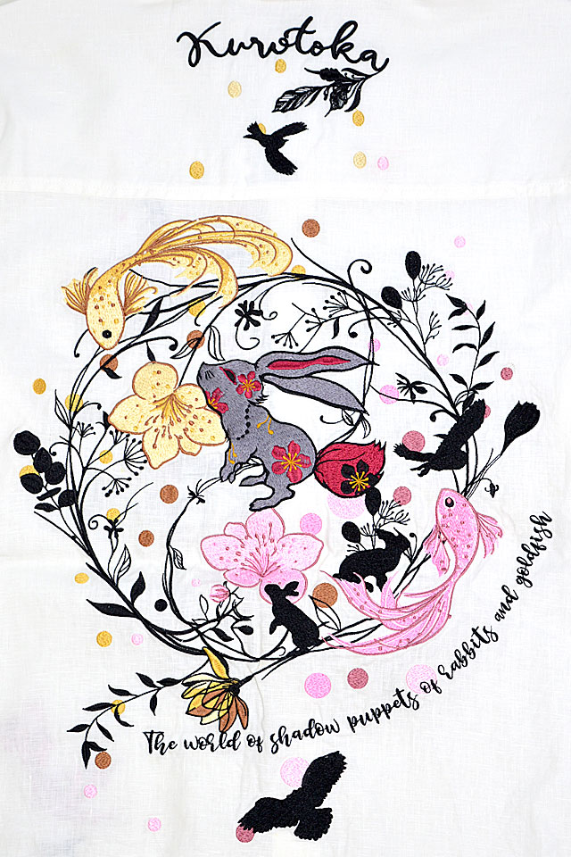 黒菟華 サークルロングシャツ LIN AL-759031 和柄 和風 うさぎ 兎 ウサギ 刺繍 ユニセックス linm01222_5.jpg