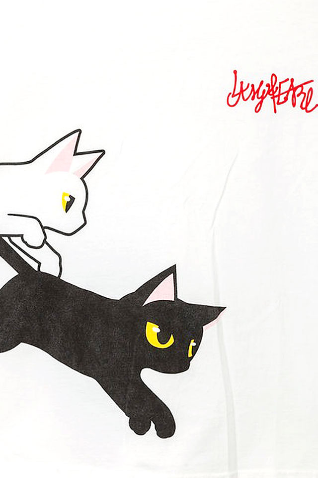 ラミ＆アール「みんなでジャンピング〜ッ！」半袖Tシャツ LIN AL-75078 黒猫 ネコ ネズミ 鼠 ラミ＆アール「みんなでジャンピング〜ッ！」半袖Tシャツ LIN AL-75078