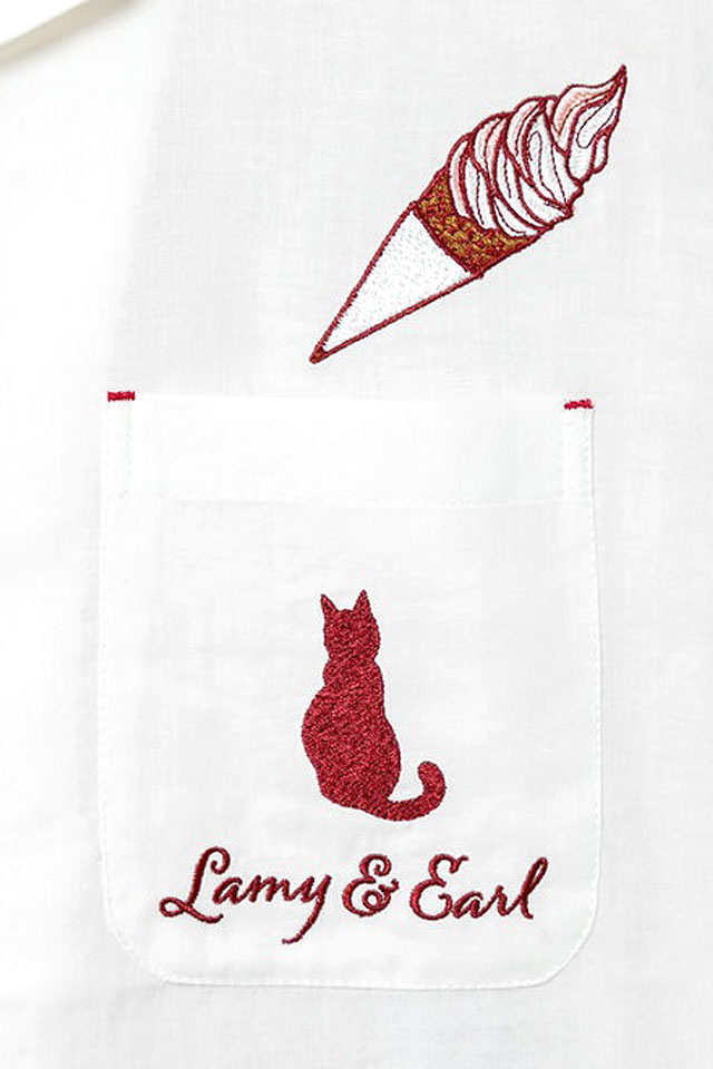 ラミ＆アール 猫のソフトクリーム屋さん半袖シャツ LIN AL-75773 黒猫