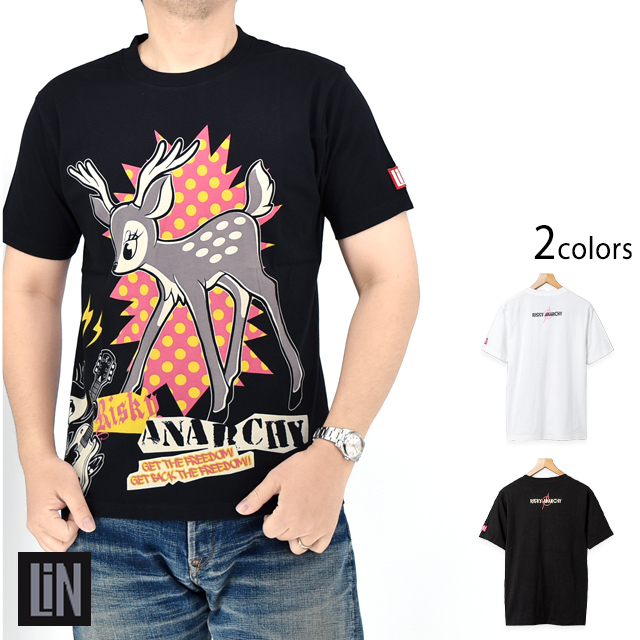 RISKY ANARCHY PUNK na半袖Tシャツ LIN AL-75115 鹿 ユニセックス爆買