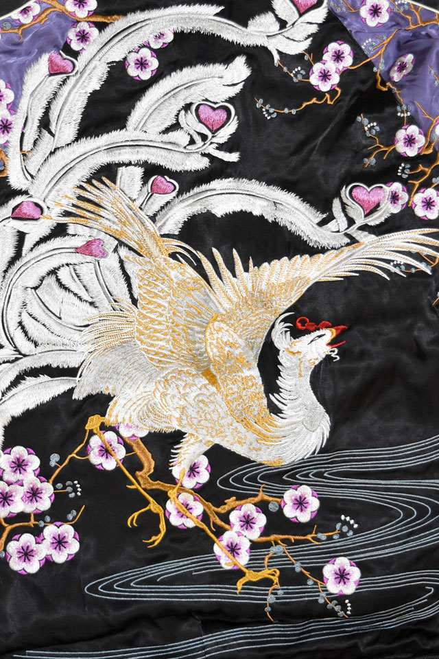 楔】「浮世絵ノ鳳凰」ALL刺繍リバーシブルスカジャン LIN AL-75624 和