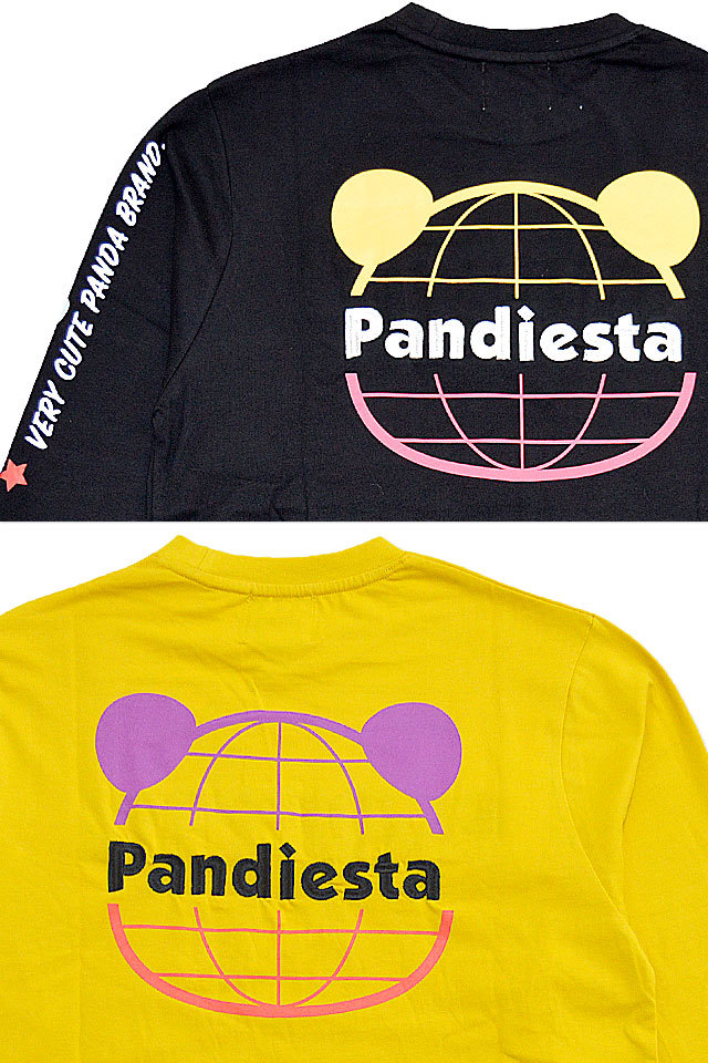 ワールドマップパンダロングTシャツ PANDIESTA JAPAN 561356 パンディエスタジャパン 長袖Tシャツ ロンT 刺繍