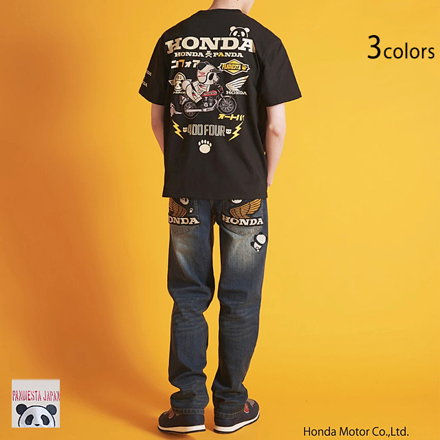 HONDA×PANDIESTA CB400FOUR半袖Tシャツ PANDIESTA JAPAN 523508 パンディエスタジャパン 本田技研 パンダ 刺繍 HONDA×PANDIESTA CB400FOUR半袖Tシャツ PANDIESTA JAPAN 523508