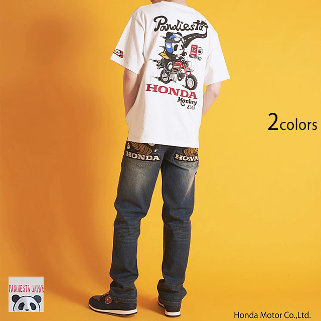（25）PANDIESTA パンダ ホンダBEAT 刺繍Tシャツ（黒） 25）PANDIESTA パンダ ホンダBEAT 刺繍Tシャツ（黒）の通販 by