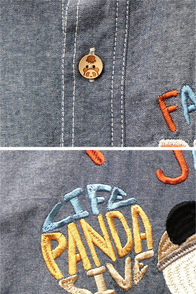 日本縦断トリップパンダシャンブレー長袖シャツ PANDIESTA JAPAN
