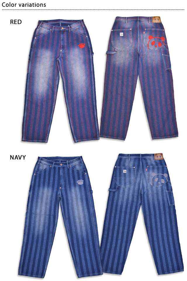 熊猫謹製ストライプジャガードワイドペインターパンツ PANDIESTA JAPAN