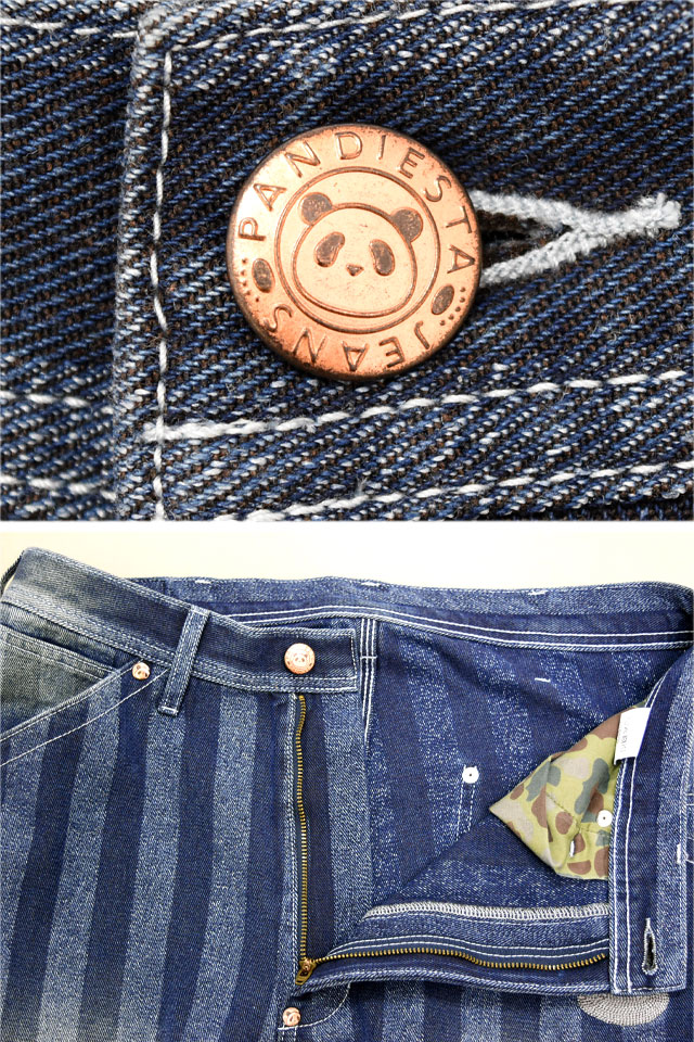 熊猫謹製ストライプジャガードワイドペインターパンツ PANDIESTA JAPAN