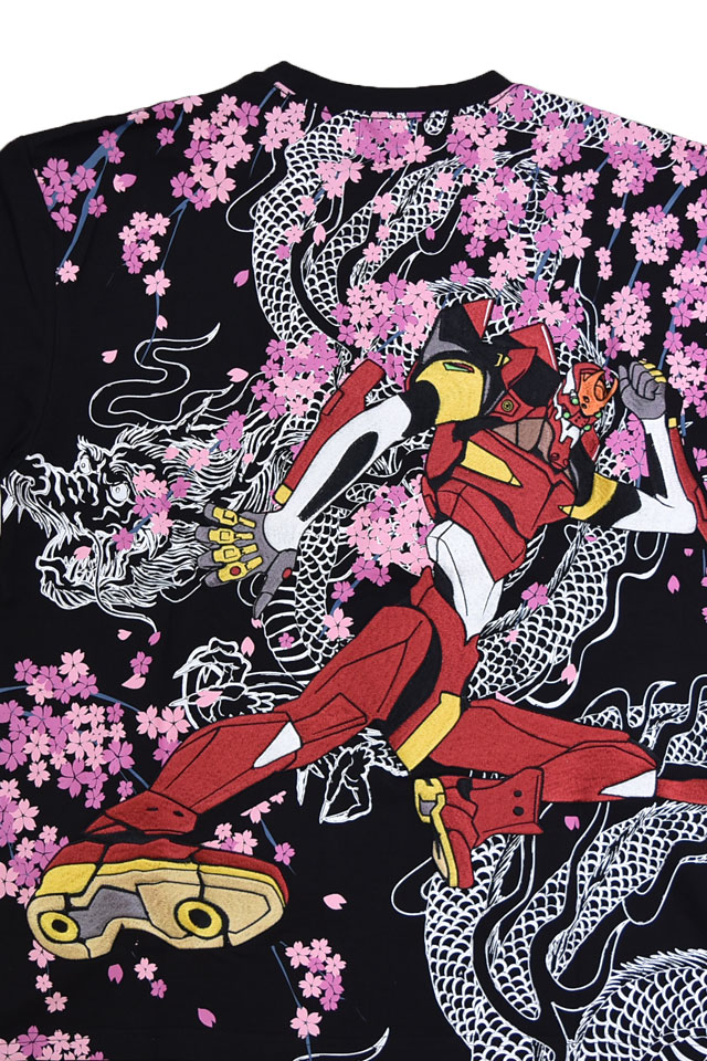 EVANGELION×錦 桜龍2号機半袖Tシャツ 錦 585351 和柄 和風 刺繍 新世紀