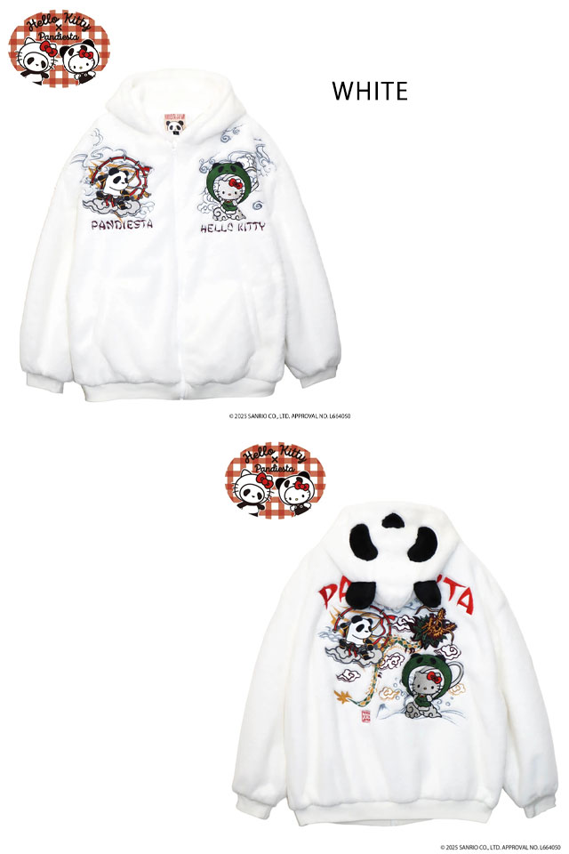 Hello Kitty×Pandiesta 風神キティと雷神パンダフェイクファーパーカー
