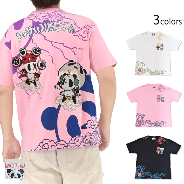 風雷熊猫半袖Tシャツ PANDIESTA JAPAN 526225 パンディエスタジャパン