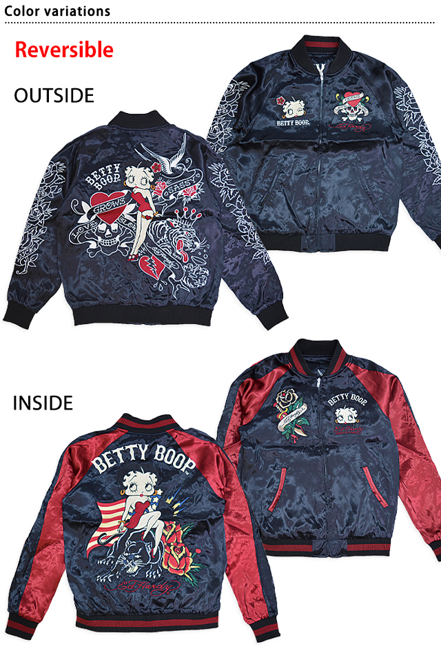 【美品】古着　スカジャン　エドハーディ　刺繍　リバーシブル ED HARDY エドハーディー 刺繍 リバーシブル スカジャン （ EDH