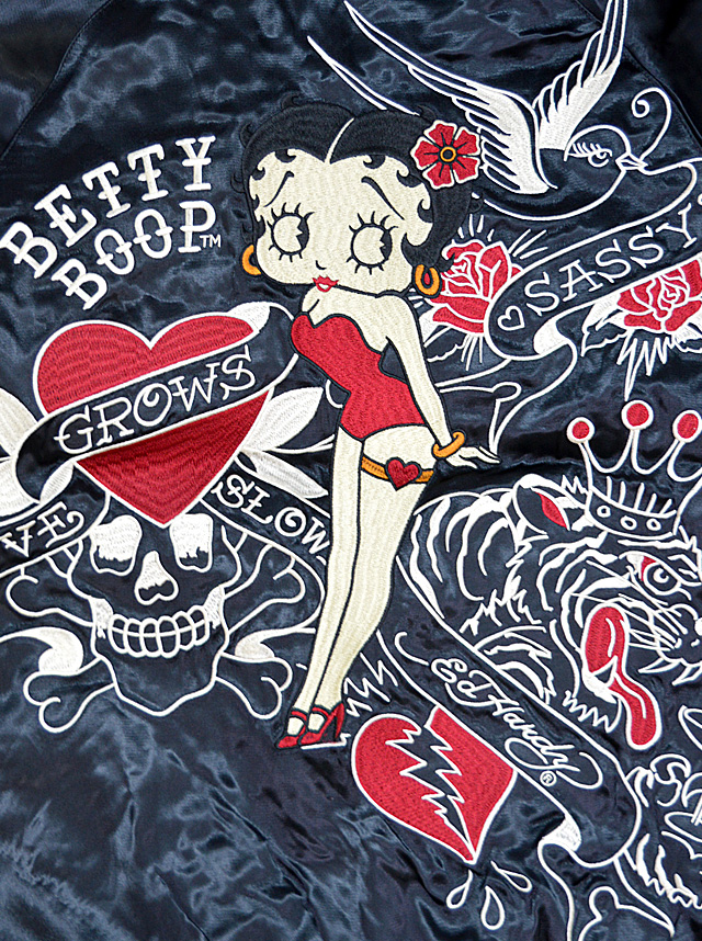 【KIDS】Harley-Davidson リバーシブル スタジャン Ed Hardy×BETTY リバーシブルスカジャン サクラスタイル