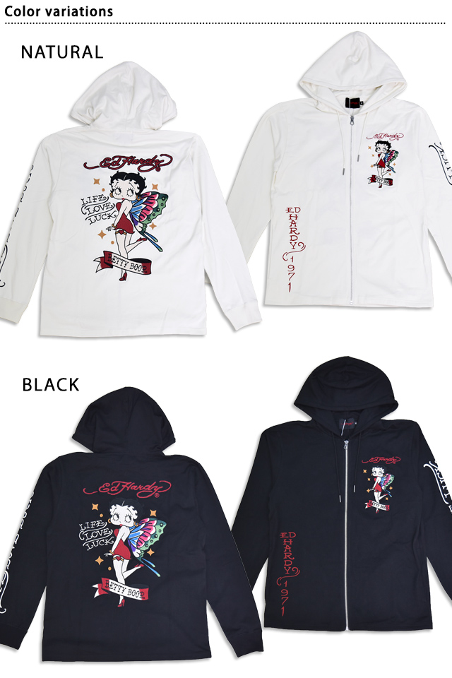Ed Hardy×BETTY 天竺ジップパーカー サクラスタイルセレクション BED